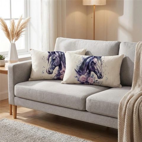 Aquarell Tierdruck Rechteckiger Kissenbezug Baumwolle Leinen Dekokissenbezug Für Sofa Wohnzimmer Deko Ohne Füllung