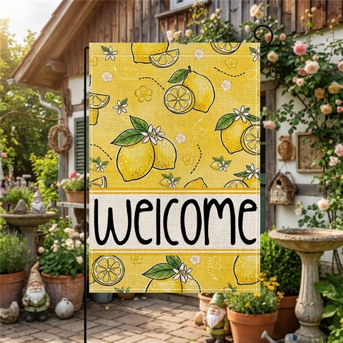 Double Sided Spring Summer Floral Garden Flag Polyester Linen Texture Outdoor Decorative Yard Banner For House Yard Ornament