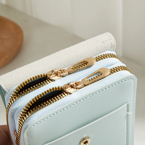 Bolso Bandolera Vertical Para Teléfono Móvil De Cuero PU Color Sólido Pequeño Bolso De Hombro Con Cremallera Para Mujer