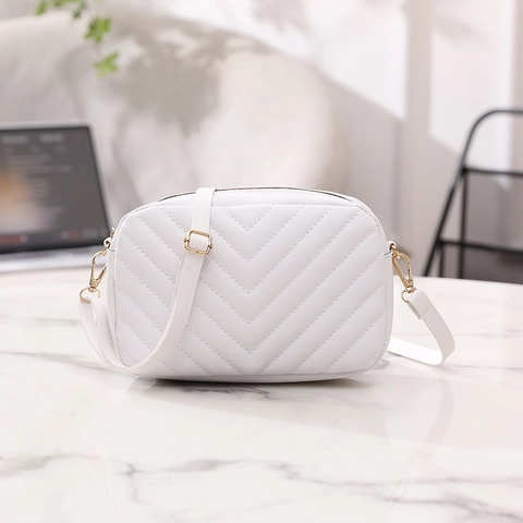Dames Crossbody Tas PU Leer Chevron Gewatteerde Camera Tas Met Verstelbare Riem Mode Casual Schoudertas