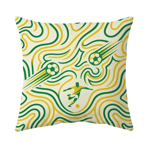 Soccer World Cup Decorative Pillowcase Geometric Print Sports Theme Soft Plush Cushion Cover For Sofa Living Room Couch Bedding Decor