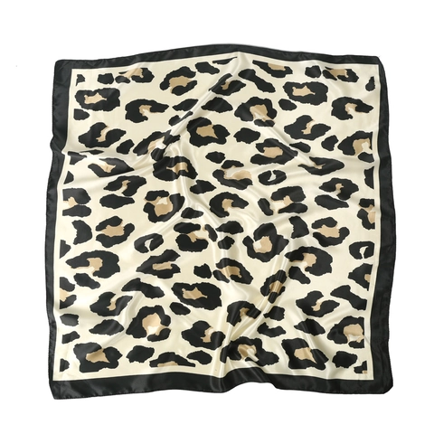 Leopard Print Square Scarf Satin Faux Satin Large Hair Head Scarf Wrap For Women Elegant Fashion Soft Satiny