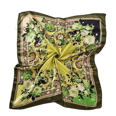 Bohemian Satin Scarf Floral Paisley Print Large Square Headscarf Soft Silky Fashion Accessories Hijab For Women Travel Daily