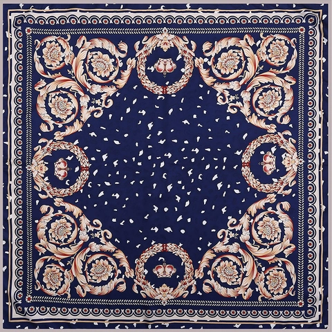 Pañuelo Cuadrado de Seda Estampado Barroco de Lujo Grande Patrón de Leopardo Floral Carruaje Chal Vintage Elegante Mujer