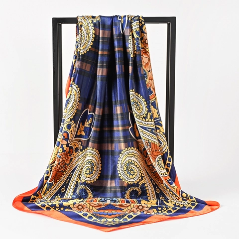 Sciarpa Quadrata Da Donna Retro Paisley Stampa Floreale Satén Effetto Raso Accessorio Moda