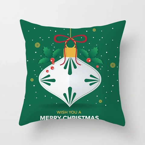Housse De Coussin De Noël Peau De Pêche Velours Carré Décoratif Imprimé De Fête Décoration De Canapé