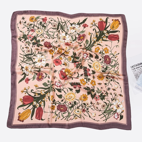 Sciarpa Quadrata Da Donna Con Stampa Floreale E Insetti Raso Artificiale Raso Foulard Per Capelli Accessorio Moda Stile Retrò