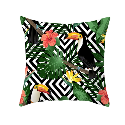Noorse Stijl Tropische Plant Palmblad Bloemenpatroon Vierkante Kussensloop Perzikhuid Zachte Decoratieve Kussenhoes Voor Sofa Auto Huis Decor