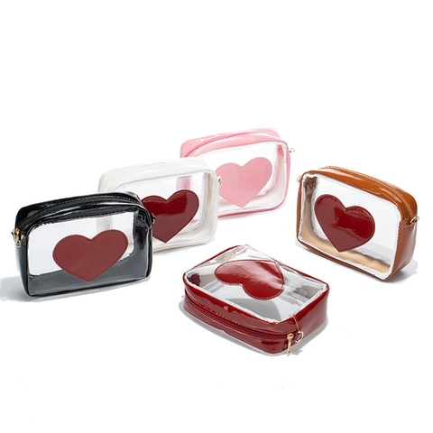 Borsa A Tracolla Trasparente In PVC Da Donna Motivo Cuore Borsa Fotocamera Quadrata Con Tracolla Larga Colorata Moda Casual