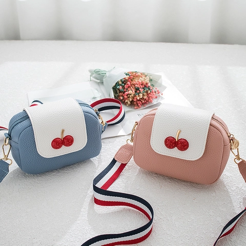Borsa A Tracolla Decorazione Ciliegia Pelle PVC Granulata Moda Mini Borsa A Spalla Con Tracolla A Righe Per Donne Ragazze