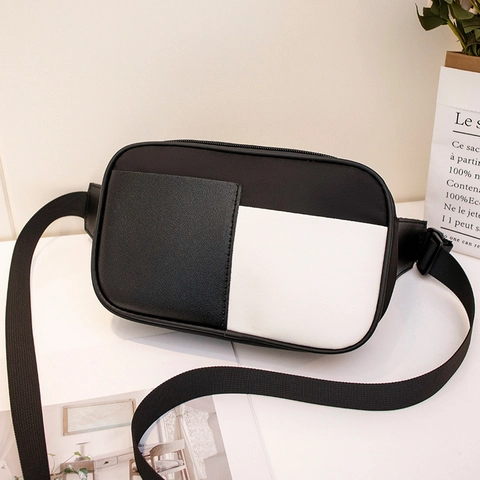Bolso De Pecho Cuadrado Con Bloque De Color Para Mujer Nylon Impermeable Riñonera Casual Con Correa Ajustable