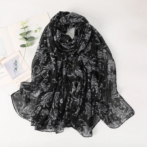 Écharpe Longue Femme Imprimé Paisley Châle En Polyester Léger Style Baroque Rétro Accessoire De Mode Élégant