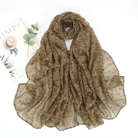 Heart Print Scarf Long Voile Shawl Lightweight Breathable Polyester Wrap For Women Fashion Neck Accessories