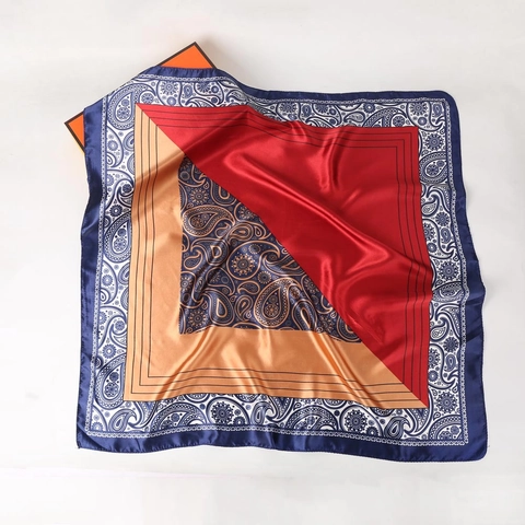 Foulard Quadrato Con Stampa Paisley Vintage Satin Raso Patchwork Bandana Copricapo Accessorio Di Moda Da Donna