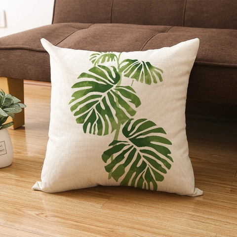 Federa Per Cuscino Tropicale Monstera Foglia Palma Floreale Fenicottero Decorativa Quadrata Poliestere Stile Nordico