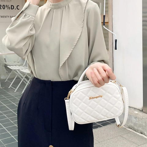 Borsa A Spalla Trapuntata In Pelle PU Borsa A Mano Ovale Con Motivo A Rombi Tracolla Regolabile Borsa A Tracolla Da Donna
