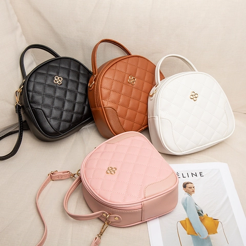Quilted PU Leather Handbag With Flower Metal Decor Small Square Crossbody Bag Elegant Shoulder Bag For Women