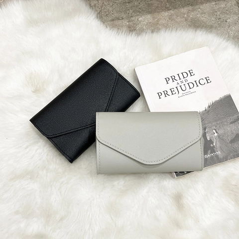 Faux Leather Long Wallet Women Multi Card Slot Passport Holder Envelope Clutch Bag Simple Elegant Solid Color