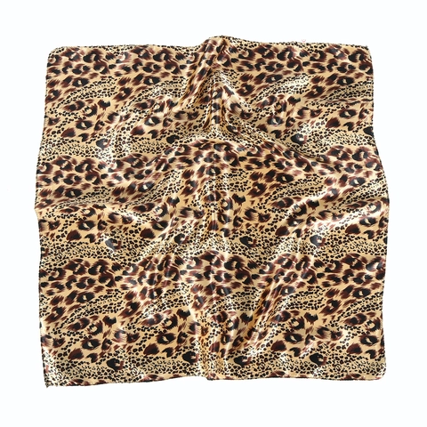 Leopard Print Square Scarf Imitation Satin Satin Bandana Neck Head Wrap Hair Accessory For Women Casual