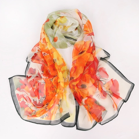 Sciarpa Con Stampa Floreale Scialle Leggero In Georgette Protezione Solare Avvolgente Lungo Per Donna Stile Vintage