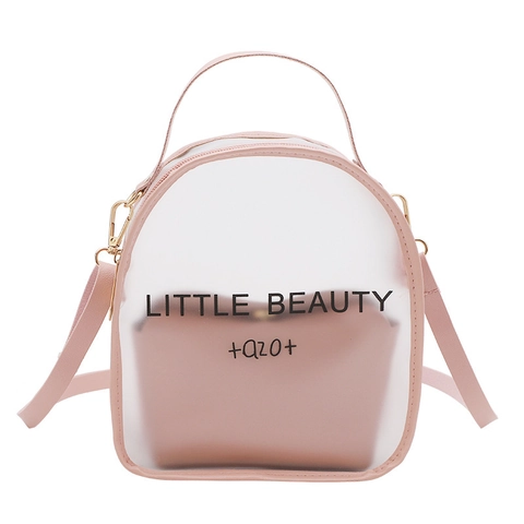 Fashion Women Mini Transparent PVC Backpack Crossbody Bag With Letter Print Clear Jelly Handbag For Daily Travel Casual Sweet Style