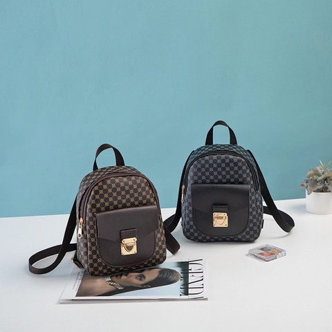 Modieuze Dames Mini Rugzak Bedrukt PVC Leer Waterdicht Kleine Rugzak Schoudertas Streetwear Reizen Retro Stijl