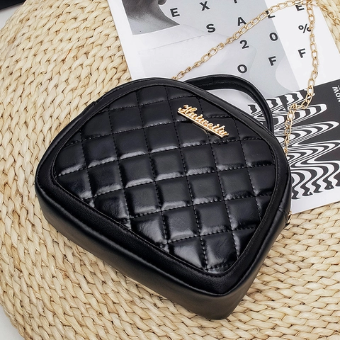 Borsa a Mano da Donna in Pelle PU con Motivo a Rombi Trapuntato Catena d'Oro Borsa a Tracolla Forma a Conchiglia Piccola