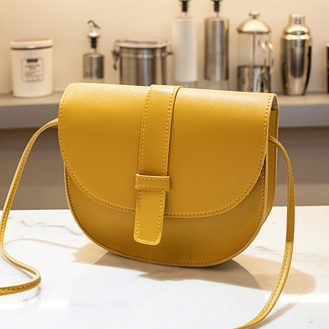 Women Minimalist PU Leather Saddle Crossbody Bag Solid Color Fashion Shoulder Handbag For Daily Travel Casual Style
