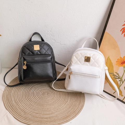 Mini Zaino Trapuntato Rombo Pelle PU Hardware Dorato Casuale Moda Piccolo Zainetto Per Donne Studentesse