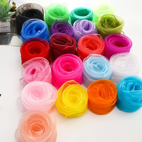 Pañuelo Cuadrado De Organza De Color Sólido Gasa Transparente Accesorios De Baile Para Jardín De Infancia
