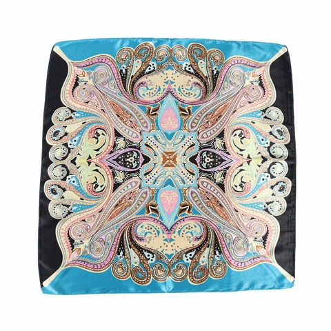 Vintage Paisley Print Satin Satin Square Scarf Bandana Women Bohemian Neck Head Wrap Fashion Accessory