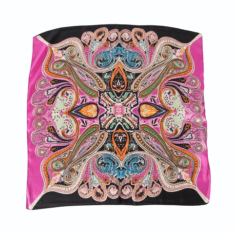 Vintage Paisley Print Satin Satin Square Scarf Bandana Women Bohemian Neck Head Wrap Fashion Accessory