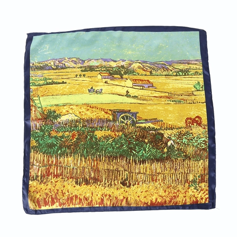 Sciarpa Quadrata Con Stampa Di Pittura Ad Olio Artistica Foulard In Raso Setoso Elegante Retro Bandana Per Donna