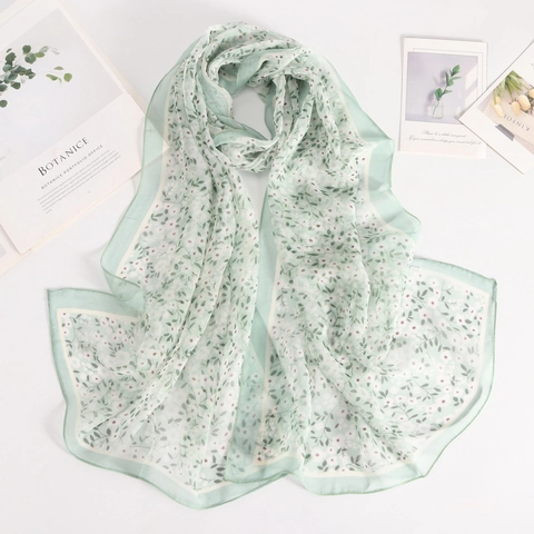Sciarpa Floreale In Georgette Leggera Per Donna Protezione Solare Traspirante Scialle Lungo Tocco Raso Elegante Versatile