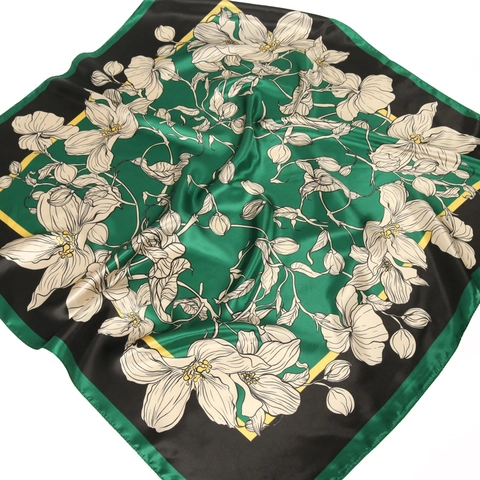 Pañuelo Cuadrado De Satén Con Estampado Floral Bufanda Grande De Satén Sintética Hijab Suave Para Mujer Moda