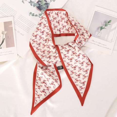 Sciarpa Twilly Lunga Stretta Da Donna In Raso Di Poliestere Con Stampa Floreale Astratta Decorazione Per Borse E Capelli Elegante