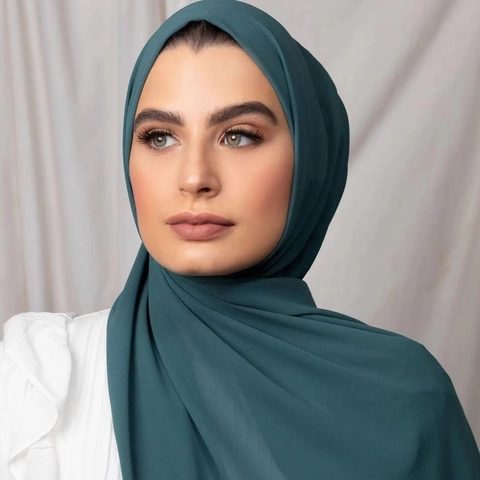 Écharpe Hijab En Mousseline Pour Femmes Léger Respirant Couleur Unie Mousseline De Künstliche Perle Longue Écharpe Pour Dame Musulmane Été