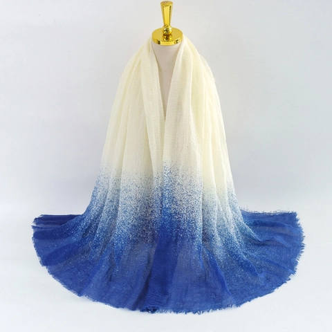 Lange Sjaal Met Kleurverloop Voor Dames Ademend Viscose Crinkle Omslagdoek Met Franjes Lichtgewicht Wikkel