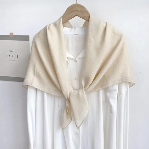 Women Minimalist Cotton Linen Solid Color Large Square Scarf Chic Casual Bandana Headscarf Soft Warm Shawl Wraps For Four Seasons