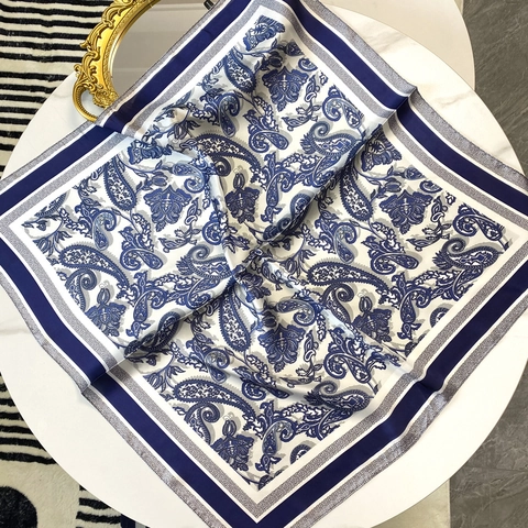 Foulard Quadrato Con Stampa Paisley Raso Raso Sintetica Bandana Retro Boho Accessorio Per Capelli Sciarpa Da Donna Casual Elegante