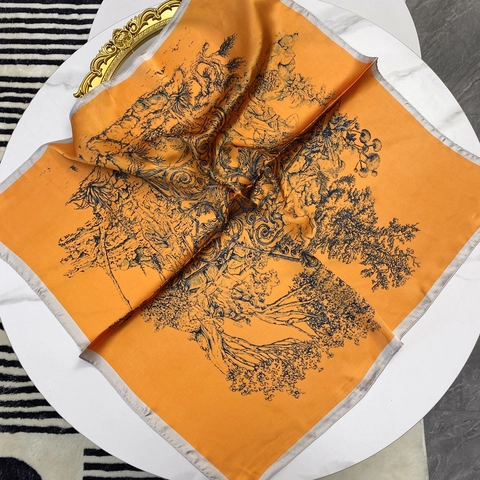Carré De Satin Vintage Imprimé Toile De Jouy Satin Lisse Bandana Cheveux Châle Protection Solaire Style Français Femme