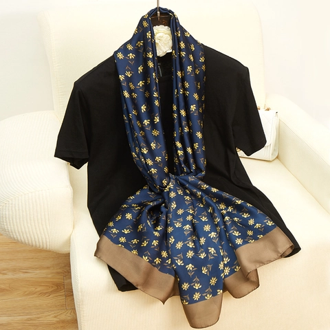 Grande Sciarpa In Satin Con Stampa Floreale Scialle Protezione Solare Effetto Raso Leggero Hijab Per Donna Elegante