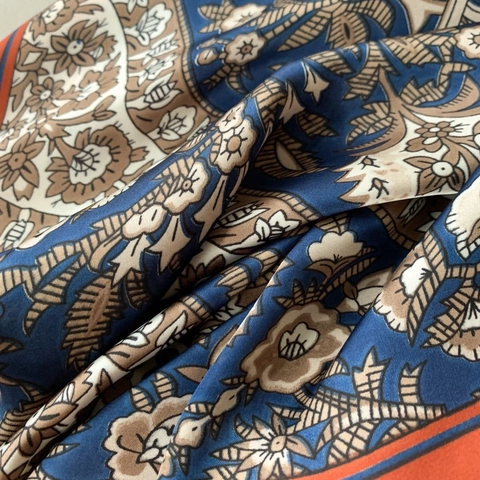 Damen Langer Schal Vintage Paisley Blumendruck Satin Satinntextur Großer Schal Elegantes Ethno-Reisezubehör
