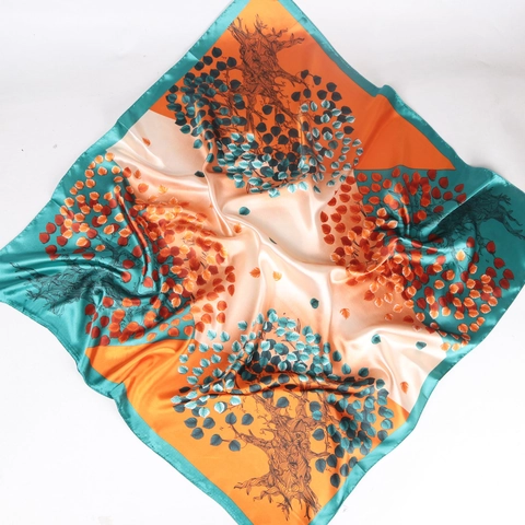 Grande Sciarpa Quadrata Raso Imitazione Raso Stampa Floreale Catena Elegante Foulard Per Capelli Scialle Per Donna Accessorio Moda