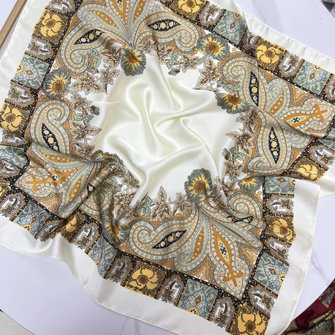 Pañuelo Cuadrado De Satén Con Estampado De Cachemira Retro Mujer Vintage Floral Aspecto Satén Bandana Cabello Cuello