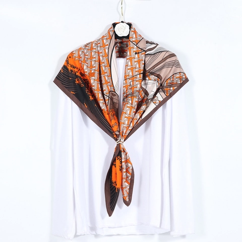Square Scarf Large Twill Satin Satin Smooth Letter Print Chain Pattern Elegant Fashion Headwrap For Women