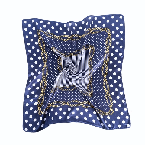 Foulard Quadrato Retrò Satén Poliestere Pois Catena Stampa Raso Come Scarf Elegante Sciarpa Da Collo Per Donna Ufficio