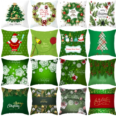 Kerstmis Kussenhoes Perzikhuid Fluweel Decoratieve Kussensloop Voor Sofa Woonkamer Feestelijke Vakantie Kerstboom Kerstman Rendier Sneeuwvlok Patroon