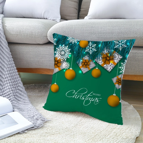 Kerstmis Kussenhoes Perzikhuid Fluweel Decoratieve Kussensloop Voor Sofa Woonkamer Feestelijke Vakantie Kerstboom Kerstman Rendier Sneeuwvlok Patroon
