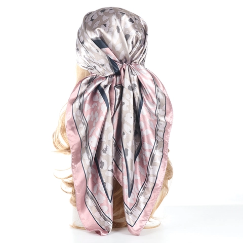 Vierkante Satijnen Satijnachtige Sjaal Met Luipaardprint En Ketting Bandana Mode Hoofddoek Hals Accessoire Voor Dames